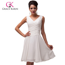 Grace Karin señoras sin mangas de gasa blanco de la boda vestido de dama de honor patrones CL6059